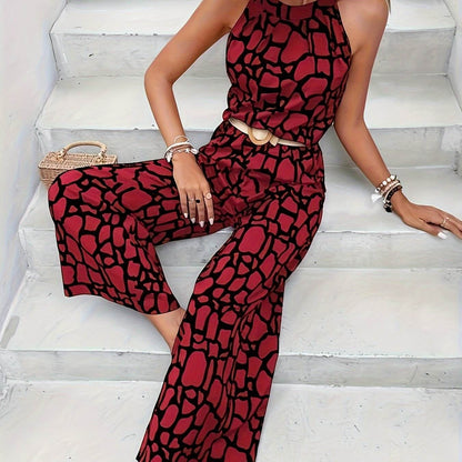 Elegant Burgundy Halter Neck Outfit - Perfect for Spring & Fall - Buy Center