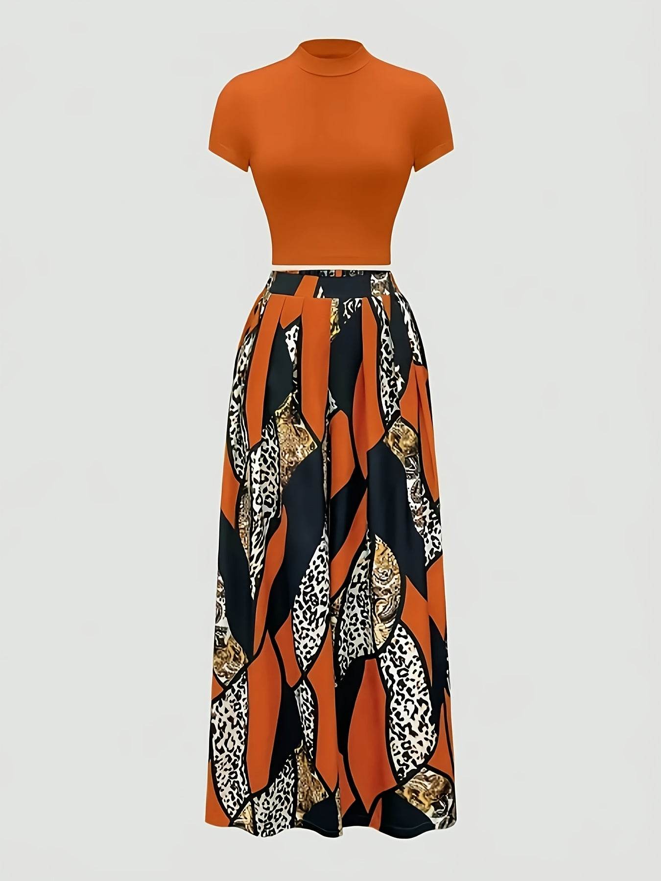 Elegant Two-Piece Set: Fitted T-Shirt & Loose Trousers for Summer - Buy Center