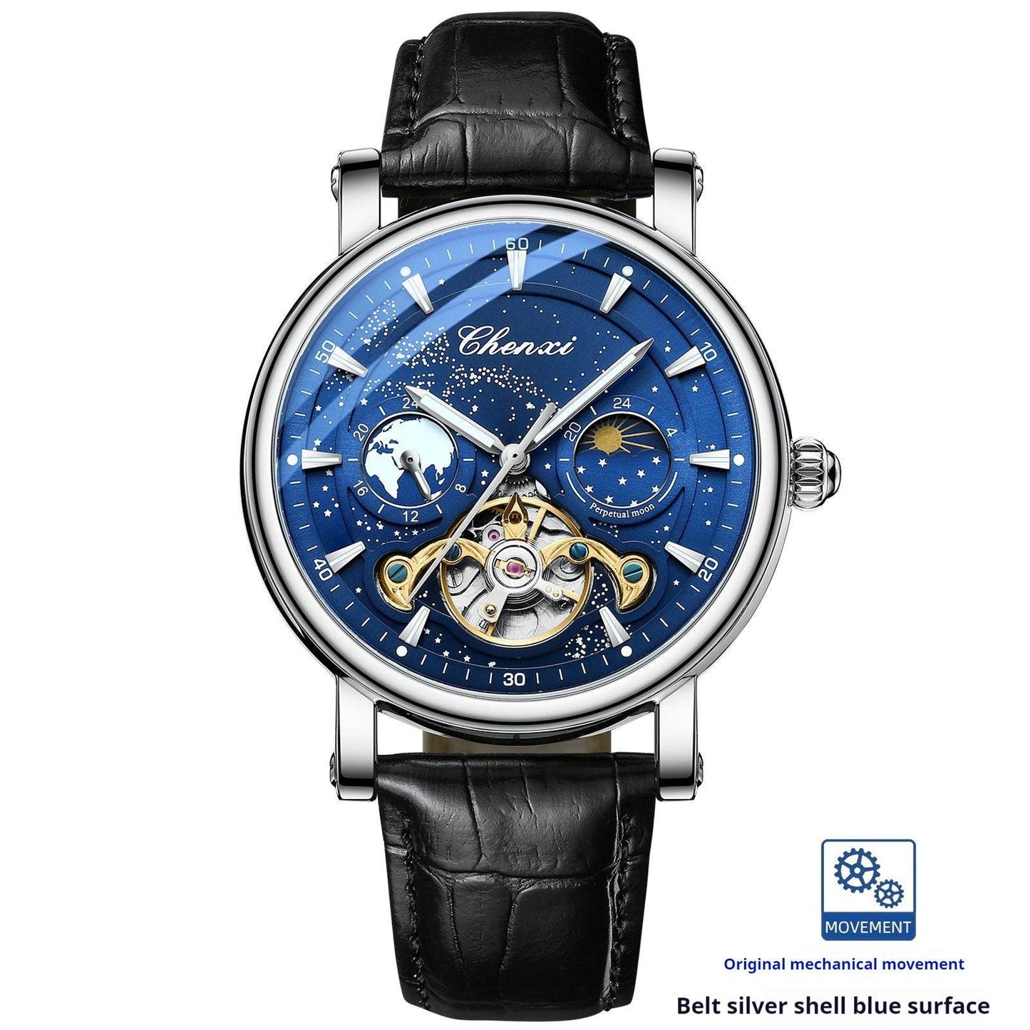 Xinghe Luminous Tourbillon Mechanical Watch - Moon Phase, Stylish Design - Buy Center