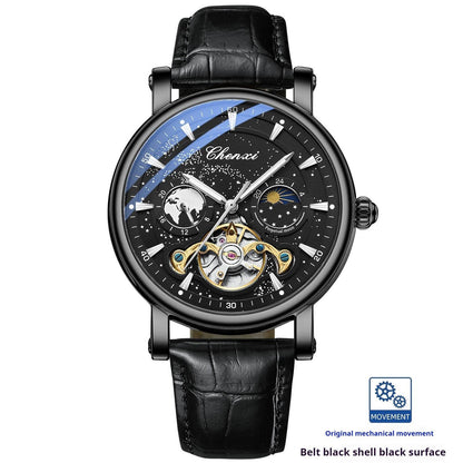 Xinghe Luminous Tourbillon Mechanical Watch - Moon Phase, Stylish Design - Buy Center