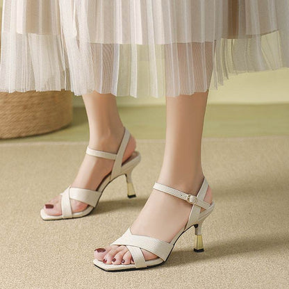 Stylish High Heel Sandals for Women - Square Toe, All-Match Design - Buy Center