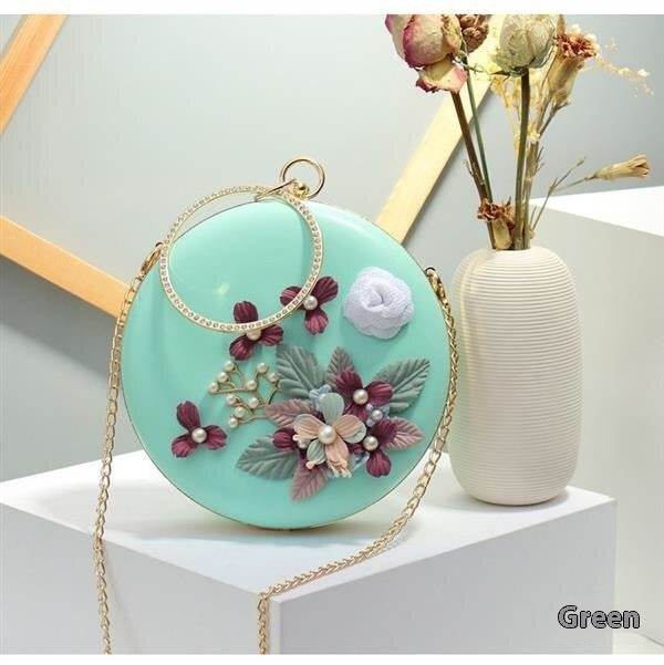 Buycenter Stylish Round Banquet Handbag - Floral PU Clutch for All Occasions - Buy Center
