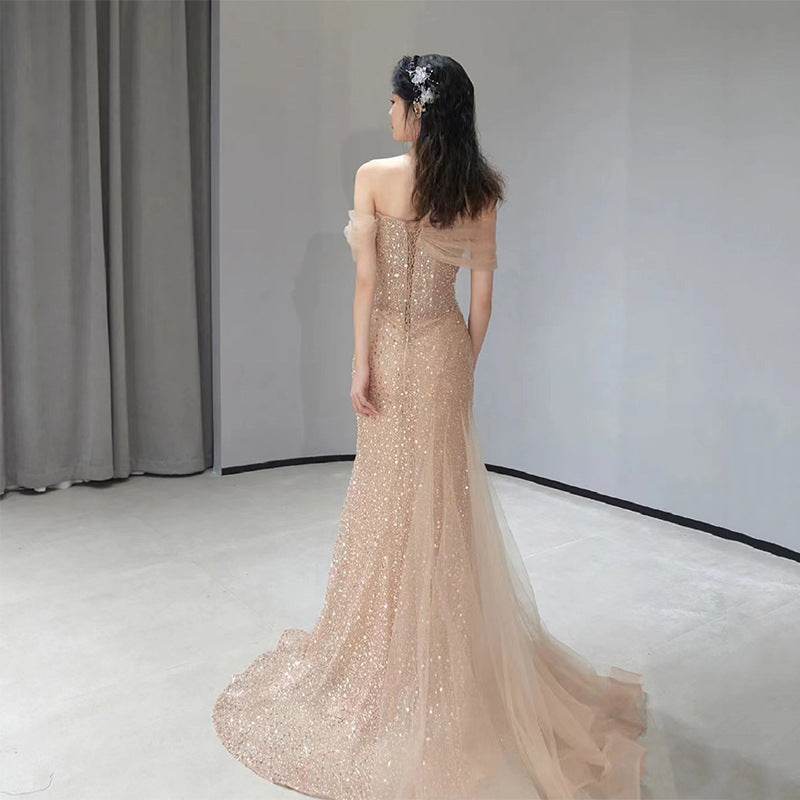 Buycenter Off Shoulder Fish Tail Dress - Elegant Evening Gown for Any Occasion - Buy Center