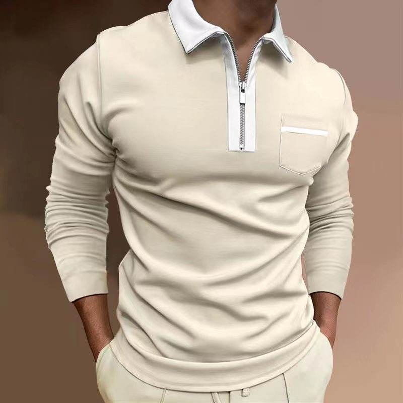 Buycenter Slim Fit Long Sleeve Men's T-Shirt - Zipper Decoration Styles - Buy Center