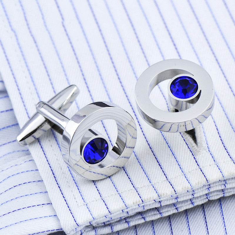 Men's Zircon Crystal Cufflinks - Elegant Fashion Accessory for Formal Wear - Buy Center