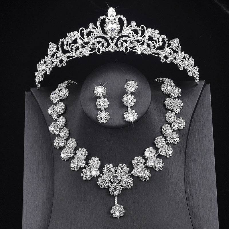 Buy Center Elegant Bride Necklace & Earrings Set - Three Piece Jewelry - Buy Center