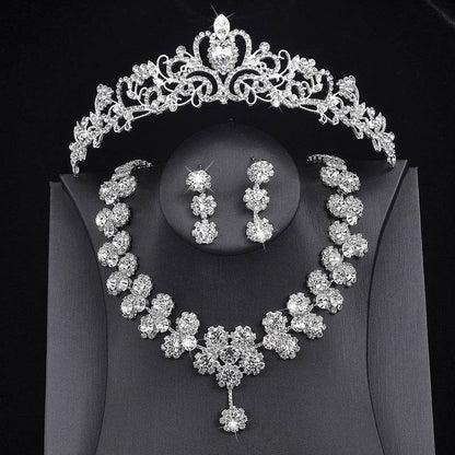 Buy Center Elegant Bride Necklace & Earrings Set - Three Piece Jewelry - Buy Center