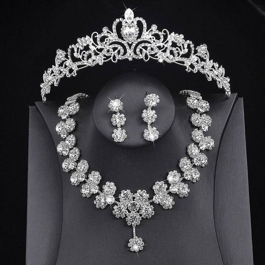 Buy Center Elegant Bride Necklace & Earrings Set - Three Piece Jewelry - Buy Center