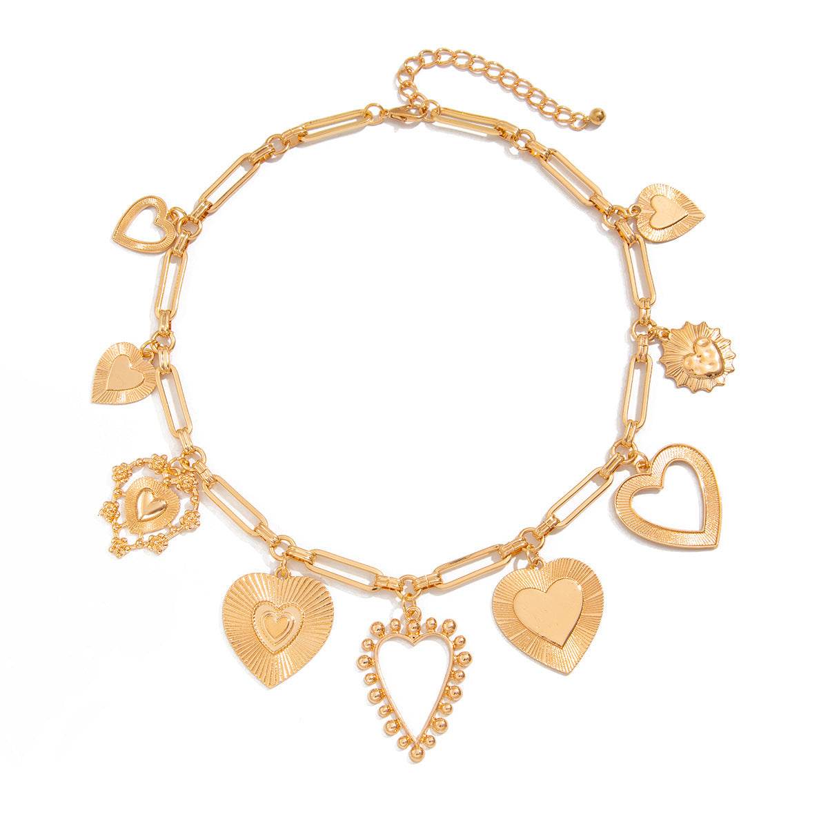 Cold Love Heart Pendant Necklace - Elegant Gold O-Ring Chain for Women - Buy Center