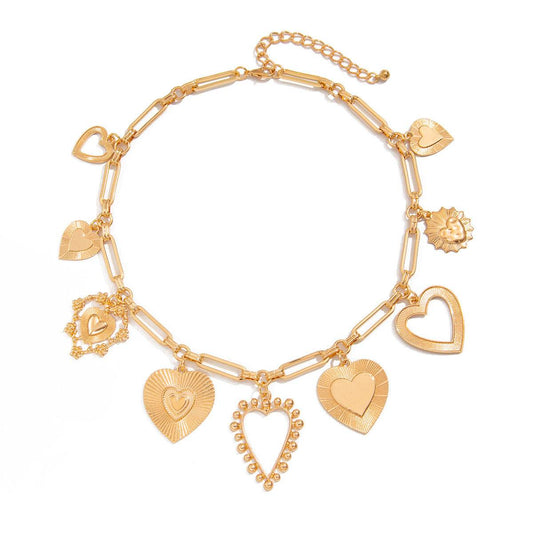 Cold Love Heart Pendant Necklace - Elegant Gold O-Ring Chain for Women - Buy Center