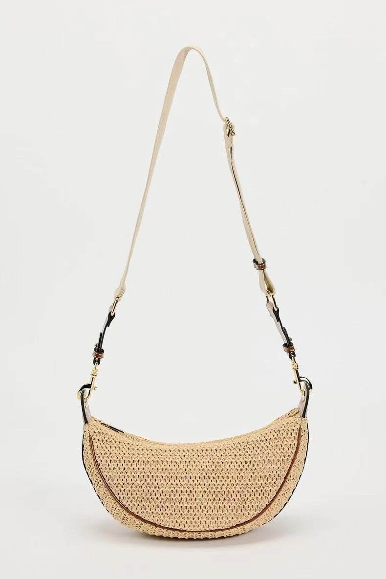 Buycenter Woven Dumpling Shoulder Bag - Casual Crossbody in Black & Brown - Buy Center
