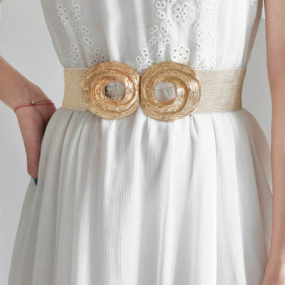 Women's Bohemian Metal Circle Belt - Adjustable Elastic Fashion Accessory - Buy Center