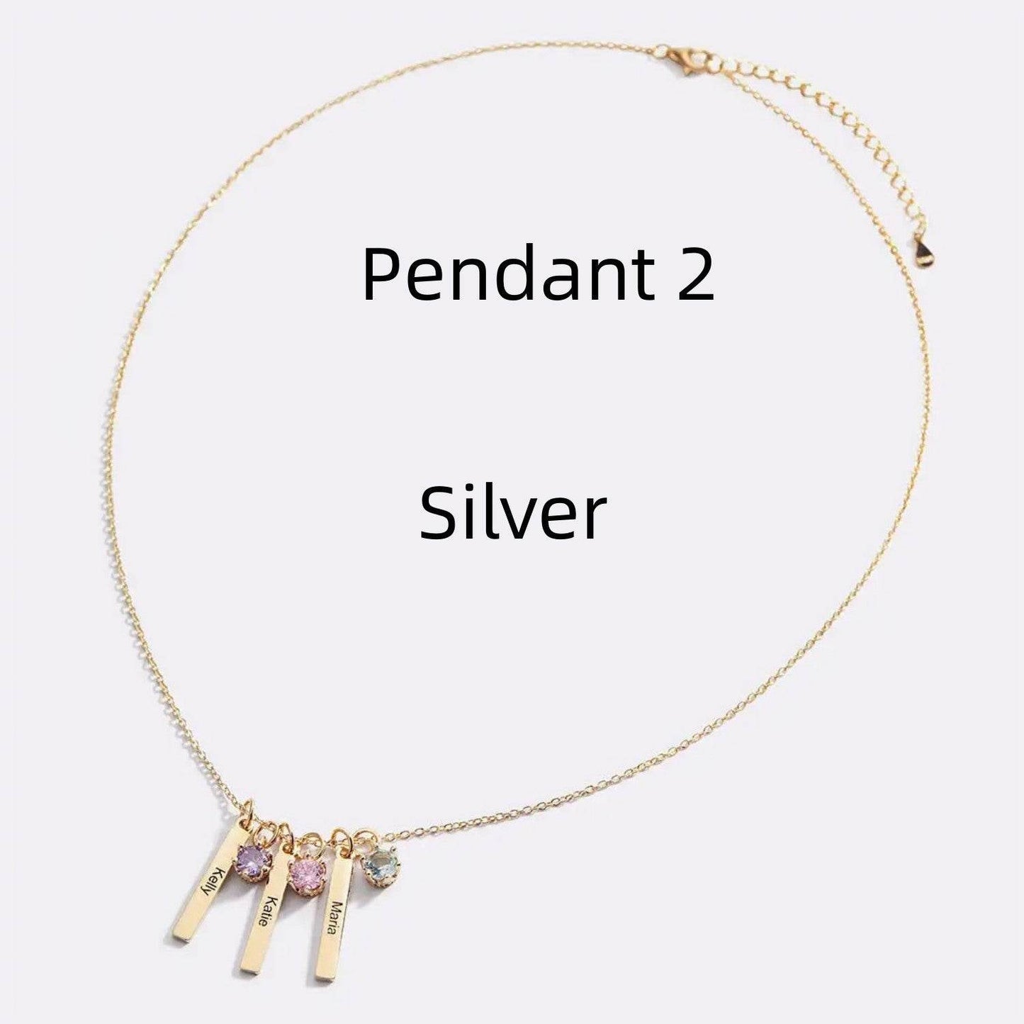 Personalized Mini Bar Birthday Stone Necklace - Custom Stainless Steel Pendant - Buy Center