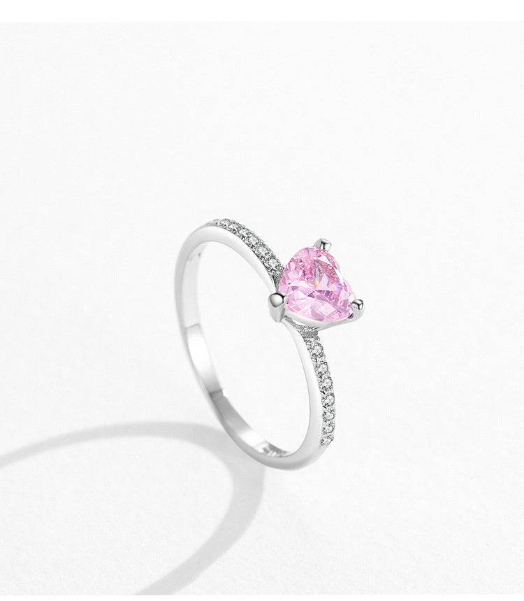 Buy Center Heart-Shaped Zircon Ring - Stylish Silver for Women - Buy Center