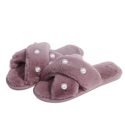Buycenter Women's Pearl Cross Slippers - Cozy Indoor/Outdoor Footwear - Buy Center