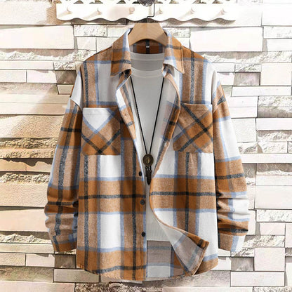 Buycenter Men's Autumn Plaid Coat - Trendy Loose Fit Blazer for Fall - Buy Center
