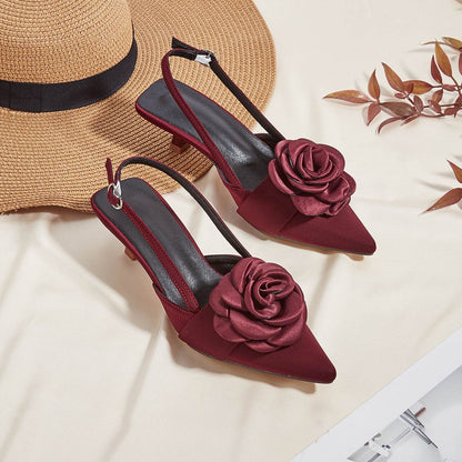 Elegant Three-Dimensional Flower Kitten Heel Pumps - Stylish Women's Shoes - Buy Center
