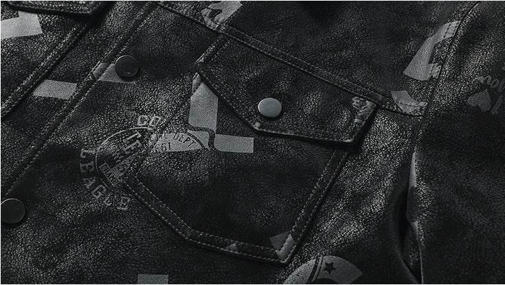 Men's Thin Lapel PU Leather Jacket - Stylish with Multiple Pockets - Buy Center