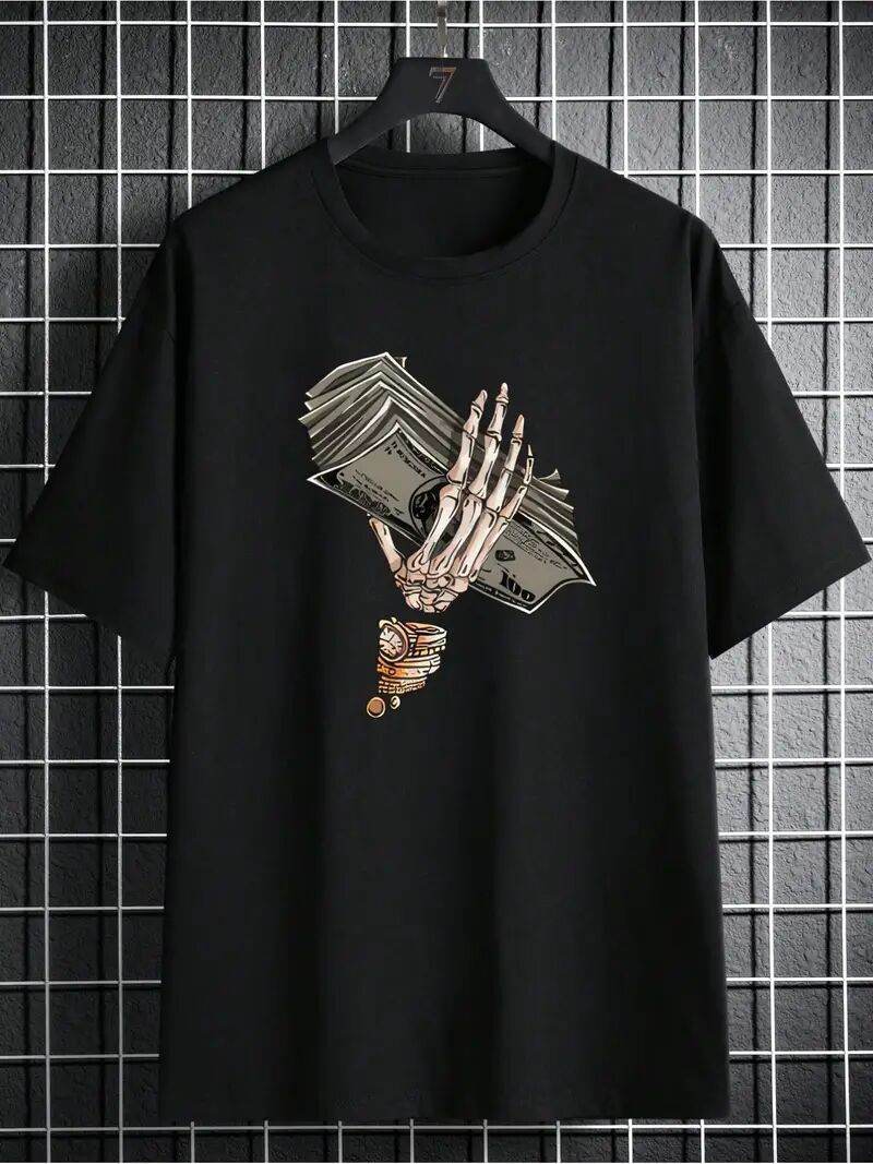 Men's Printed Short-Sleeved T-Shirt - Comfortable Polyester Blend, S-5XL - Buy Center