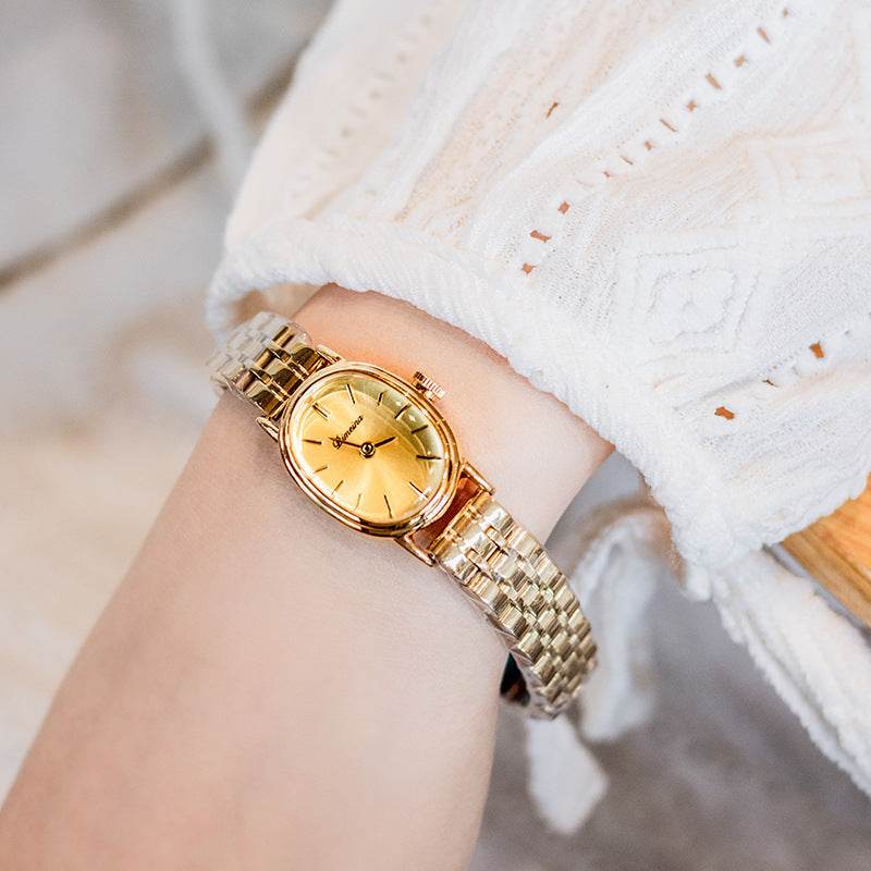 Elegant Oval Steel Watch for Women - Gold & Red Antique Style 2025 - Buy Center