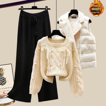 Women's Three-Piece Sweater Vest & Pants Suit - Cozy Urban Style 2025 - Buy Center