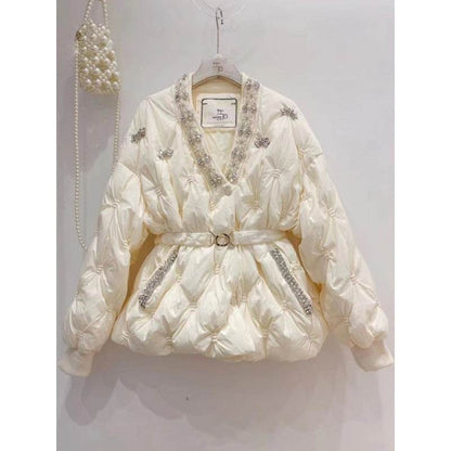 Buycenter V Neck Down Jacket Coat for Women - Stylish & Warm Trench - Buy Center