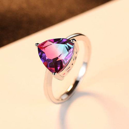 S925 Sterling Silver Rainbow Stone Engagement Ring - Elegant & Unique Design - Buy Center
