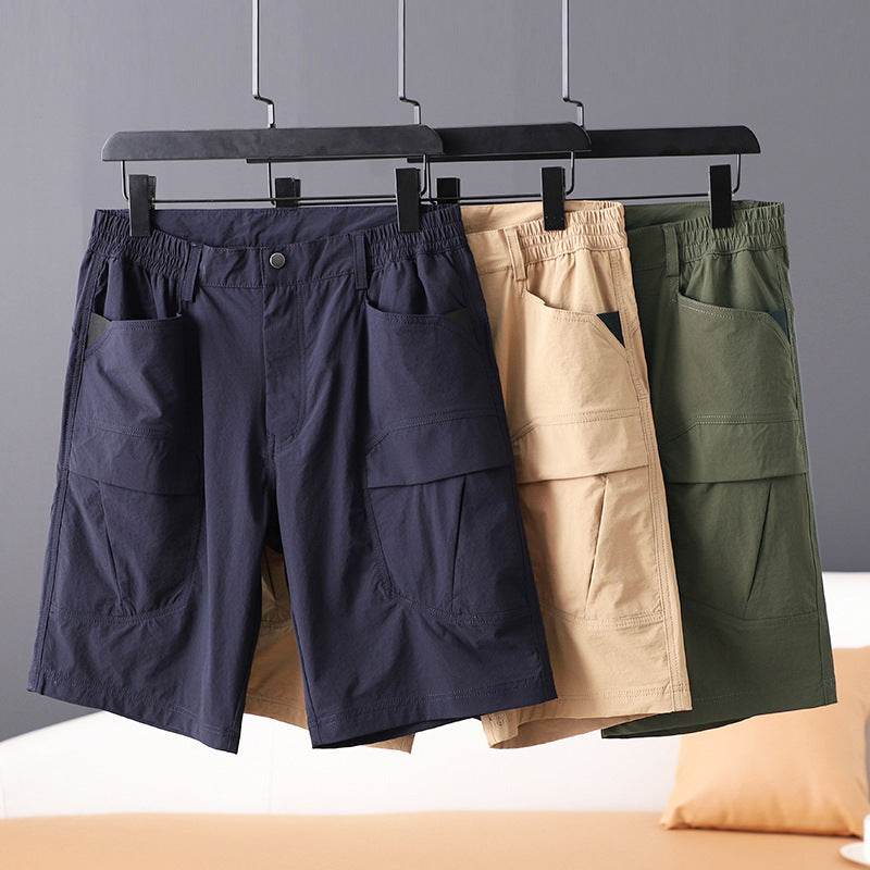 Summer Men's Cargo Shorts - Multi-Pocket Style in Navy, Khaki, Army Green - Buy Center