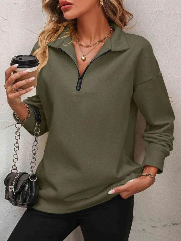 Buycenter Women's Fashion Pullover Sweatshirt - Long Sleeve Zipper Style - Buy Center