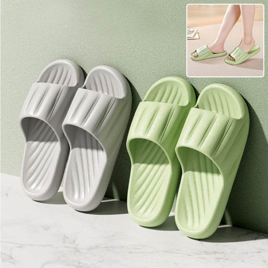 Fashion Solid Color Striped Slippers - Non-slip Thick Bottom for Couples - Buy Center