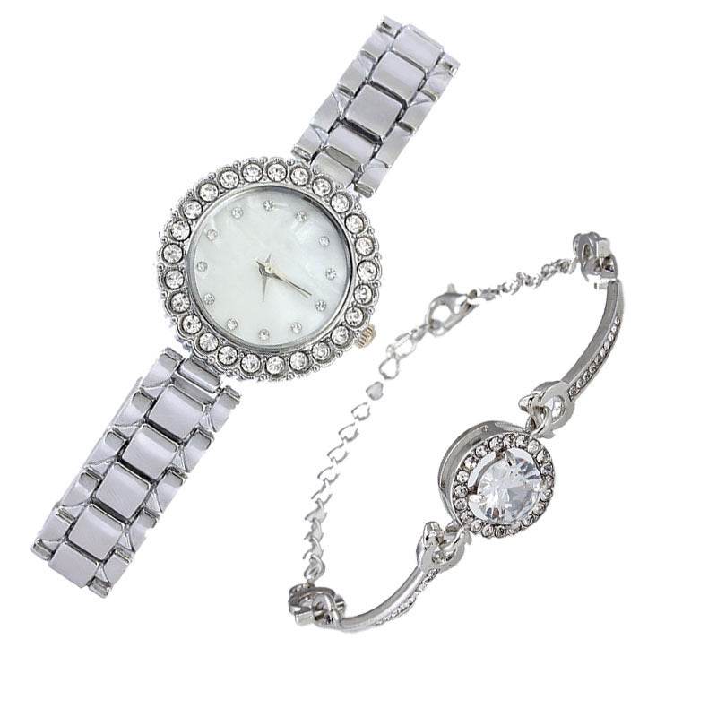 Buy Center Women's Diamond Quartz Watch - Elegant Rose Gold & Silver - Buy Center