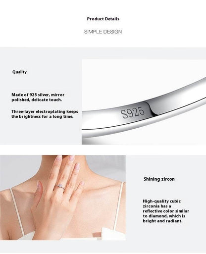 Buy Center Heart-Shaped Zircon Ring - Stylish Silver for Women - Buy Center