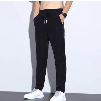 Casual Men's Ice Silk Pants - Elastic Waist, High Waist, Long Length - Buy Center