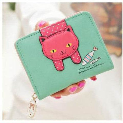 Cute Cartoon Cat Zipper Purse - Stylish PU Leather Wallet for Students - Buy Center