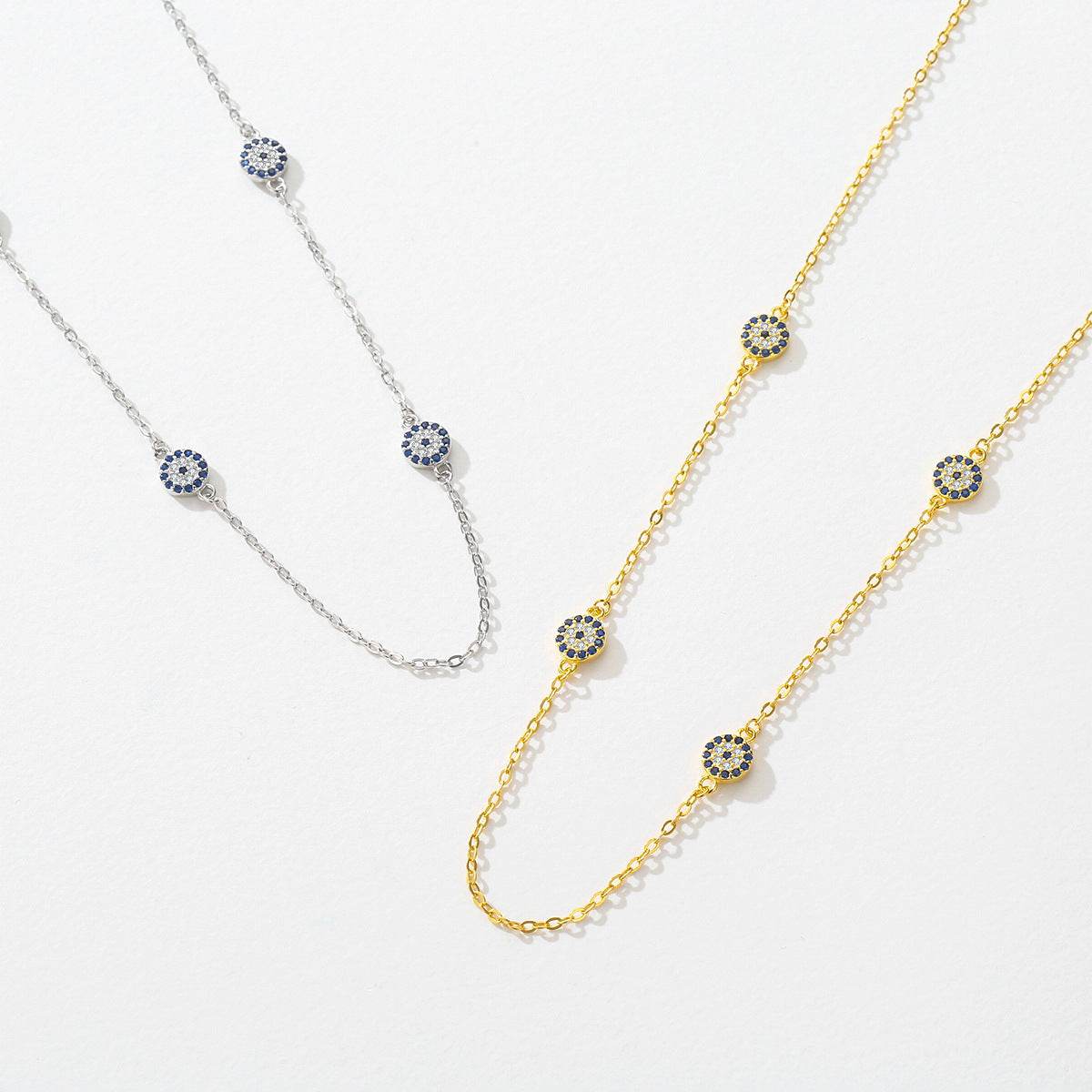 Niche Devil's Eye Necklace - 925 Silver Clavicle Chain for Women, Adjustable - Buy Center