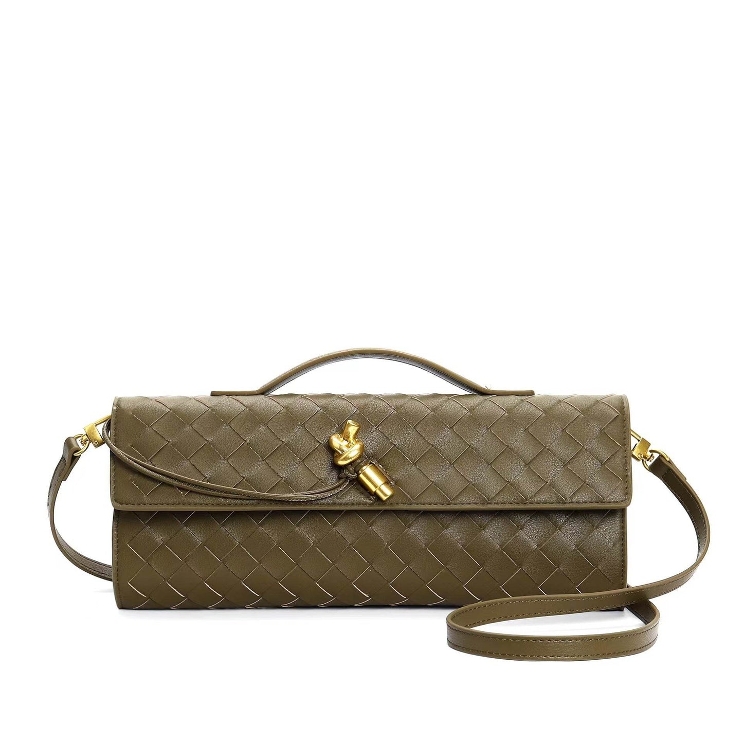 Buycenter Woven Shoulder Bag - Genuine Leather Crossbody Clutch - Buy Center