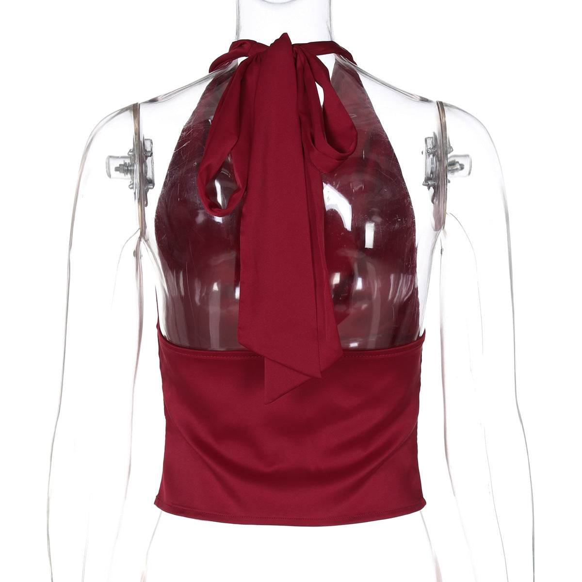 Buycenter Women's Halter Backless Top - Slim Fit Solid Color Vest - Buy Center