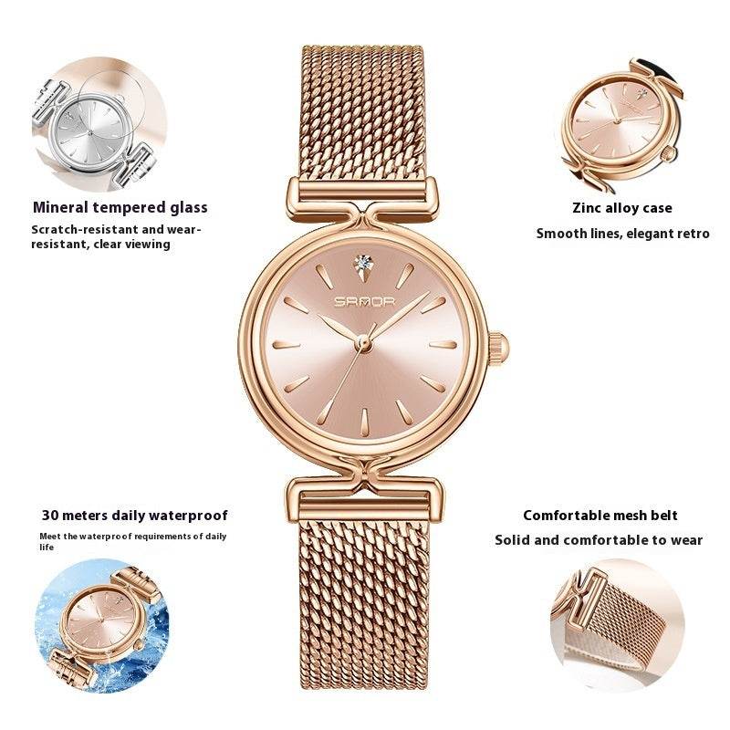 Women's Retro Mesh Strap Watch - Stylish & Waterproof for All Occasions - Buy Center