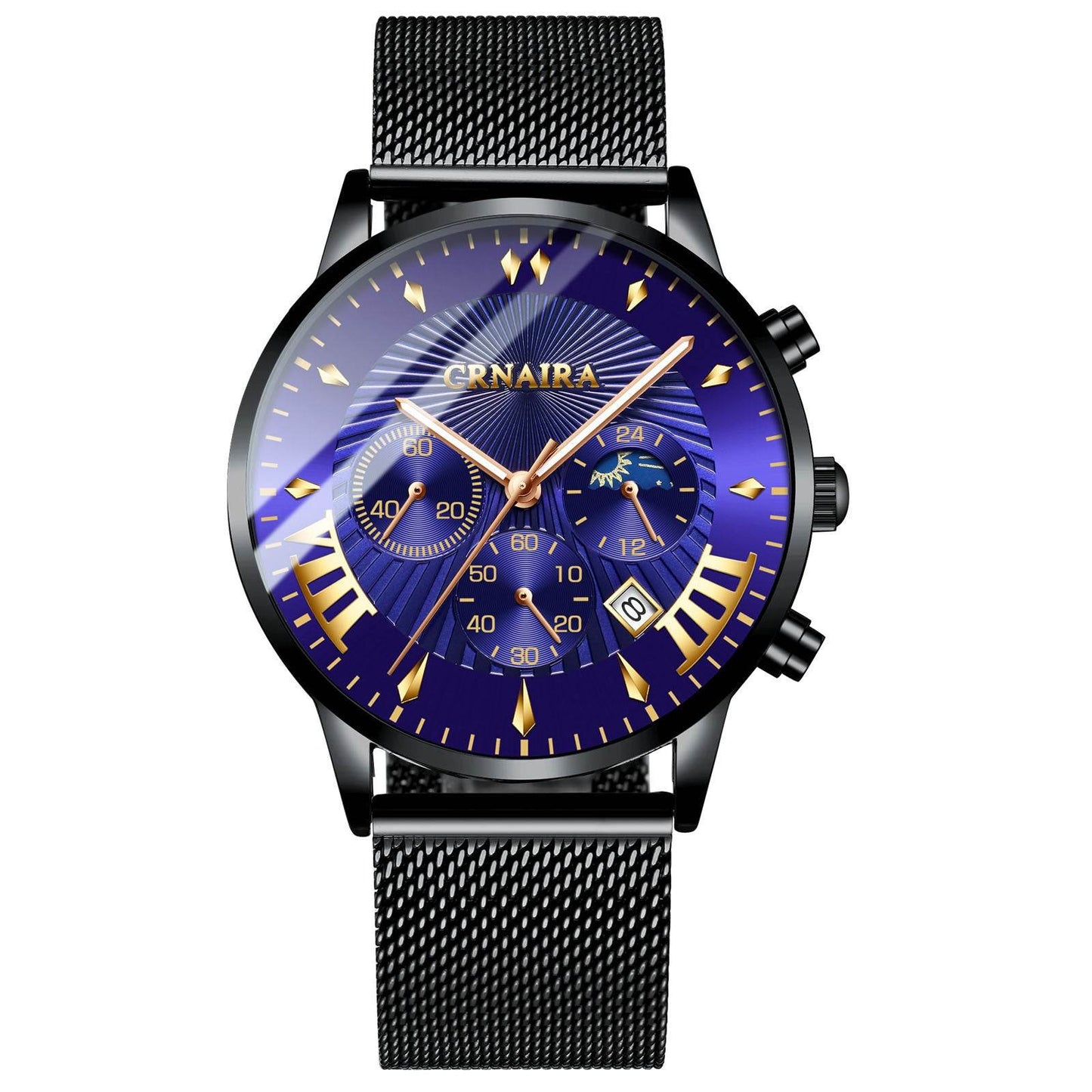 Buycenter Men's Waterproof Quartz Watch - Three-Eye Design, Stylish Alloy Band - Buy Center