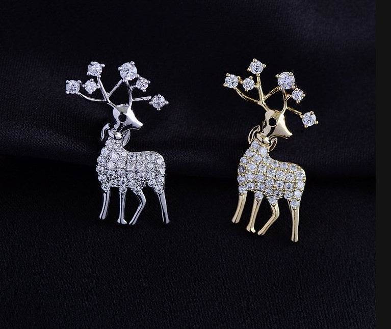 Buy Center Christmas Themed Deer Brooch - Elegant Alloy with Crystal Inlay - Buy Center