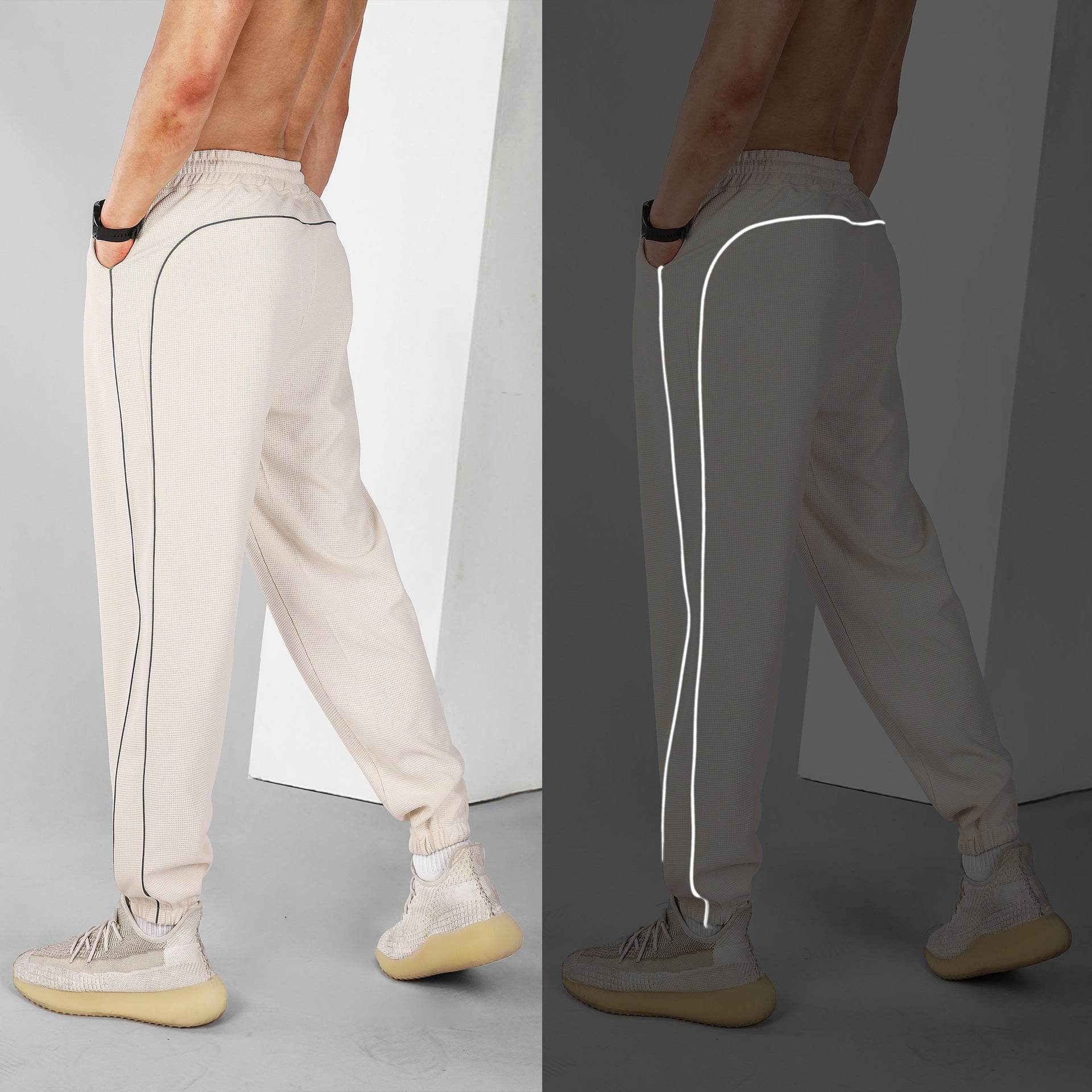 Reflective Slim Fit Running Pants for Men - Stylish Sports Sweatpants - Buy Center