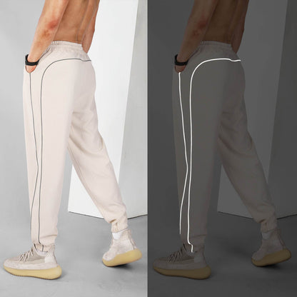 Reflective Slim Fit Running Pants for Men - Stylish Sports Sweatpants - Buy Center