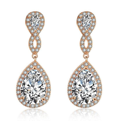 Buycenter Drop-shaped Bridal Earrings - AAA Zircon, Copper Geometry Design - Buy Center