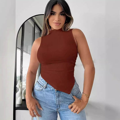 Buycenter Solid Color Sleeveless Knitted Top - Stylish Ribbed Fabric for Women - Buy Center