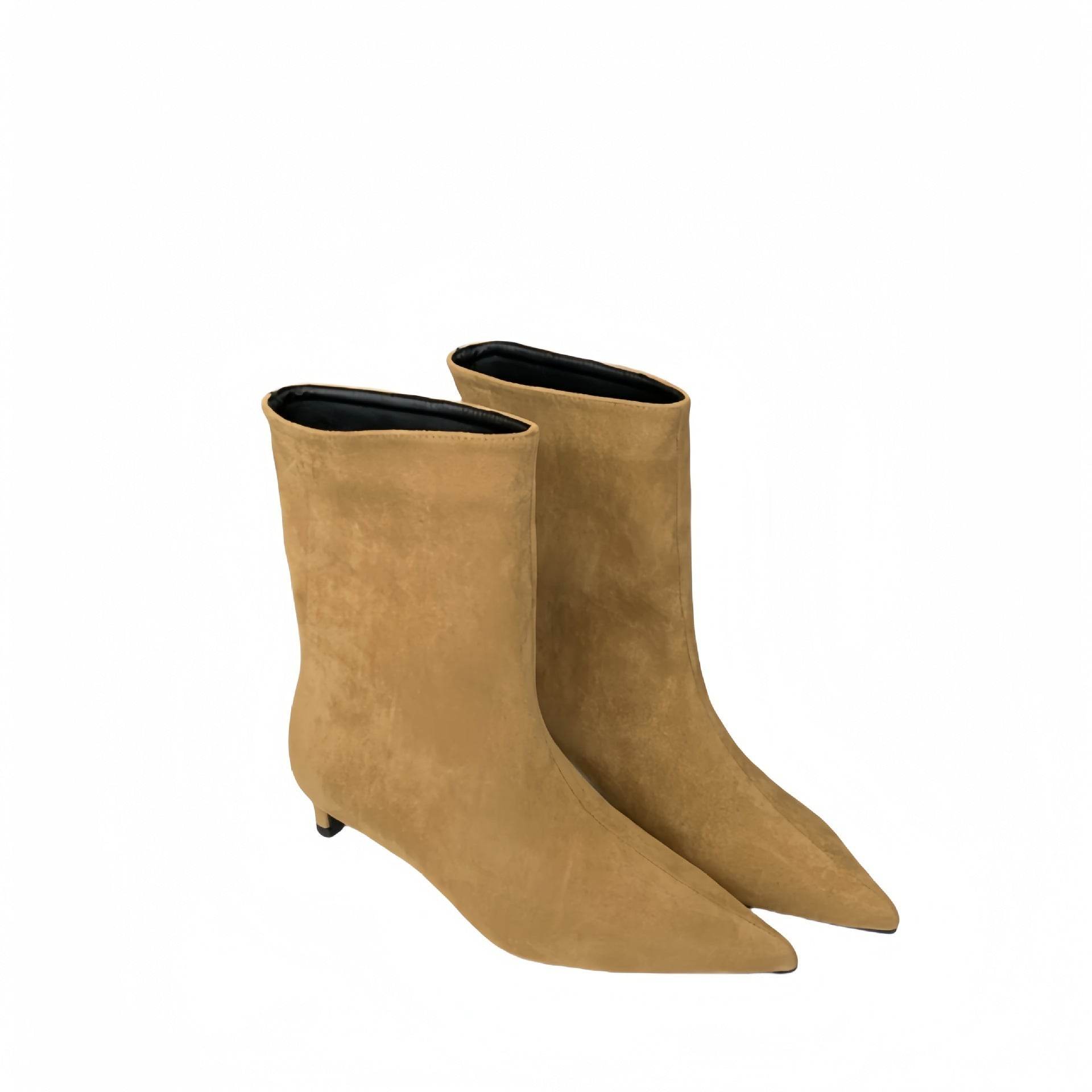 Stylish Low Heel French Retro Ankle Boots - Suede Design for Women - Buy Center