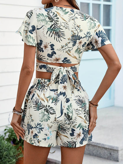 Women's Summer Floral Crop Top & Wrap Skirt Set for Beach - Buy Center