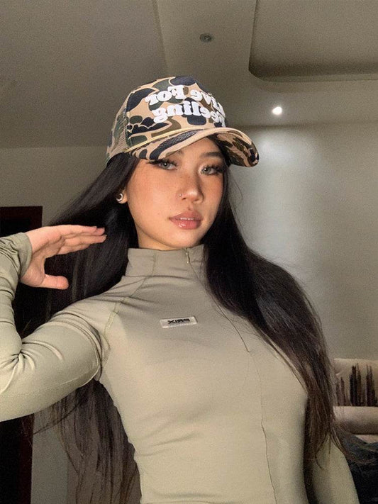 Live For Feeling Camouflage Curved Brim Hat - Adjustable Hip Hop Cap - Buy Center