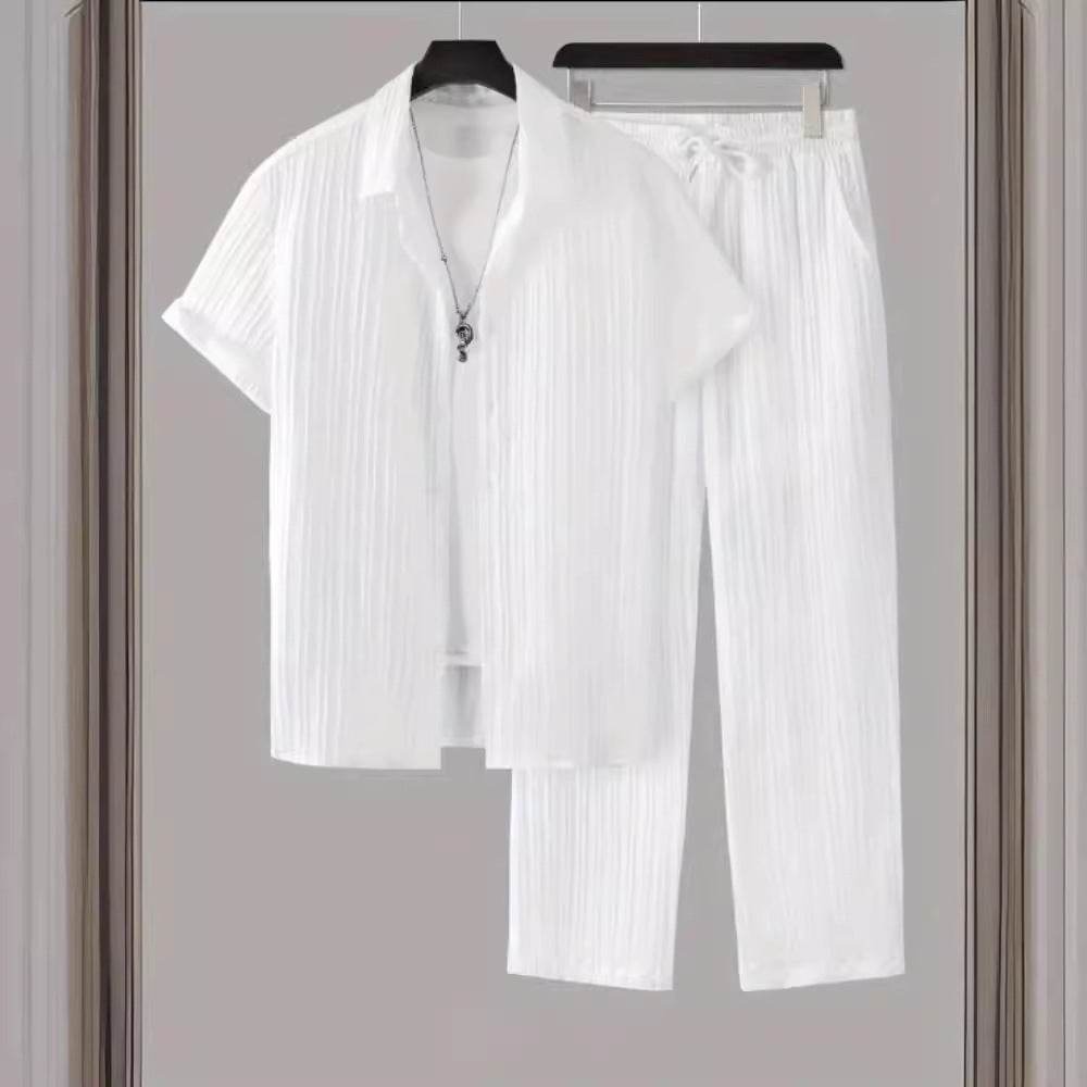 Buycenter Striped Short-Sleeved Men’s Suit Shirt - Summer Fashion - Buy Center