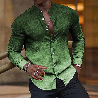 Gradient Men's Casual Long Sleeve Shirt - Slim Fit, Multiple Colors Available - Buy Center
