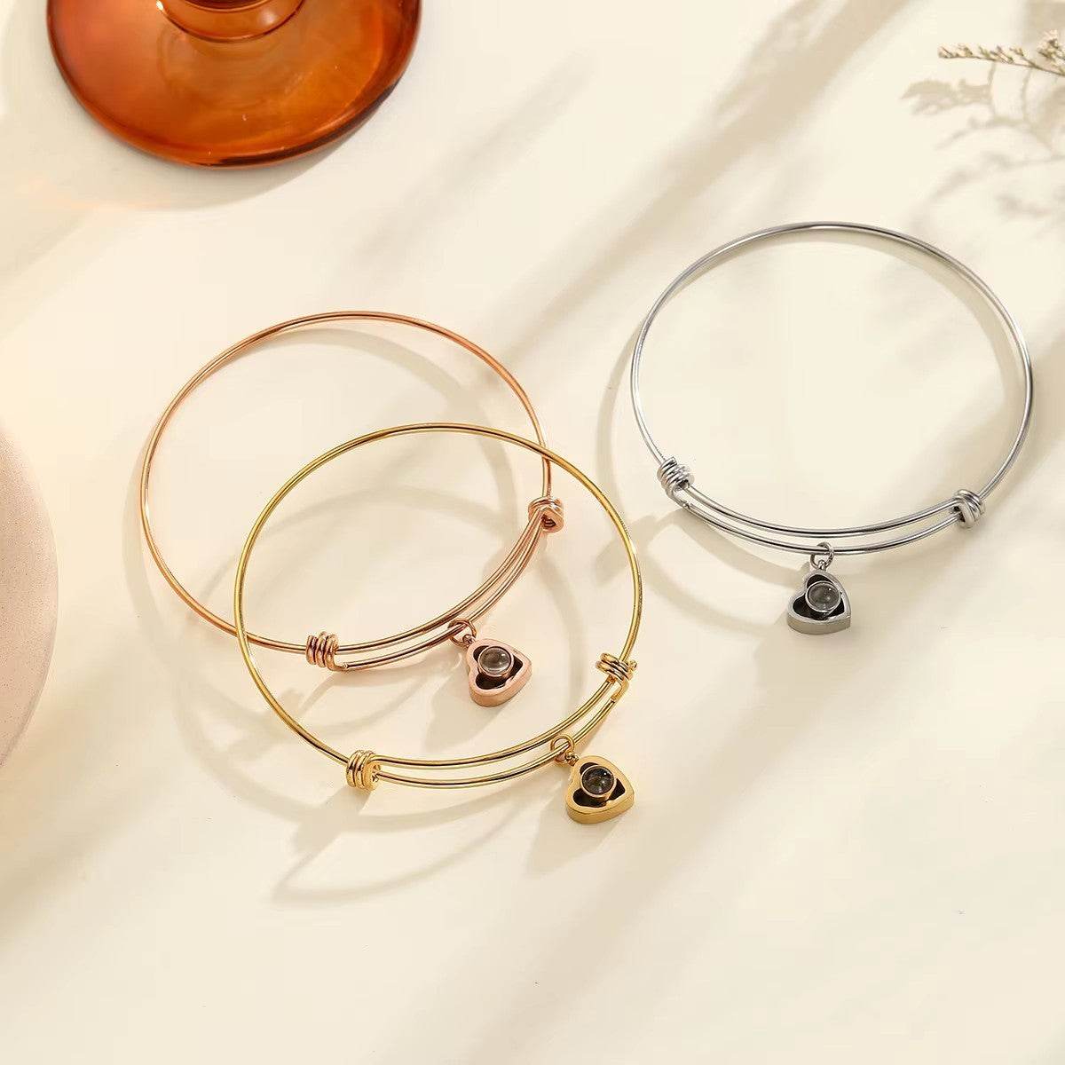 Buycenter Heart Shaped Projection Bracelet - Fashion OL in White Gold - Buy Center